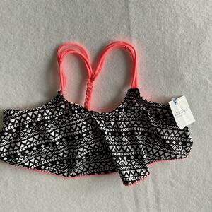 Arizona Jean Co. Girls swim Top Size 14 Tribal Print Strappy Back Black & White